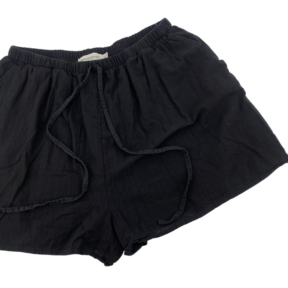 Bronze Snake Shorts Womens L Black‎ Elastic Drawstring Cotton Relaxed